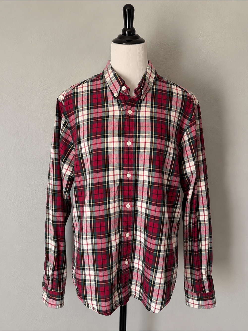 Polo Ralph Lauren Men’s Large Slim Fit Plaid Cotton Button-Down Shirt Red Green